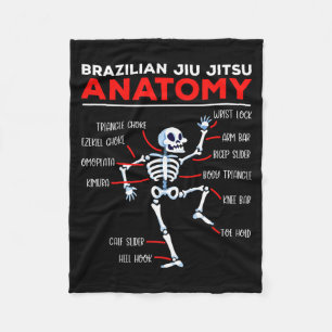 Brazilian Jiu Jitsu Anatomy Techniques Skeleton Fleece Blanket