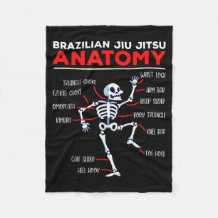 Brazilian Jiu Jitsu Anatomy Techniques Skeleton Fleece Blanket