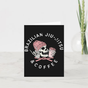 Brazilian Jiu Jitsu And Coffee Rock Vintage Skull Card