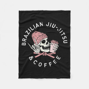 Brazilian Jiu Jitsu And Coffee Rock Vintage Skull Fleece Blanket