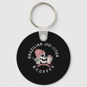 Brazilian Jiu Jitsu And Coffee Rock Vintage Skull Key Ring