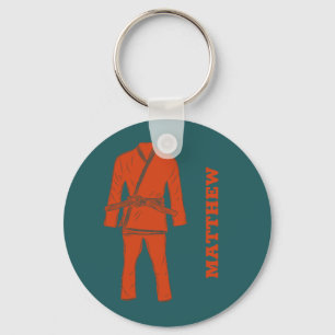 Brazilian Jiu Jitsu BJJ Gi Teal Personalised Keych Key Ring
