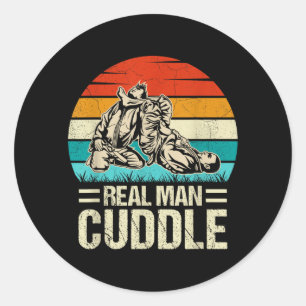 Brazilian Jiu-Jitsu BJJ Grappling Real Man Cuddle Classic Round Sticker