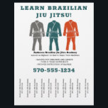 Brazilian Jiu Jitsu BJJ Lessons Tear Off Strips Flyer<br><div class="desc">Promote your Brazilian Jiu Jitsu school or private instruction business with these easy to customise flyers. They feature an illustration of a BJJ gi in grey, teal blue and orange, with room to add basic details and a phone number for your business with tear off style strips at the bottom...</div>