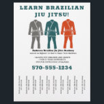 Brazilian Jiu Jitsu BJJ Lessons Tear Off Strips Flyer<br><div class="desc">Promote your Brazilian Jiu Jitsu school or private instruction business with these easy to customise flyers. They feature an illustration of a BJJ gi in grey, teal blue and orange, with room to add basic details and a phone number for your business with tear off style strips at the bottom...</div>