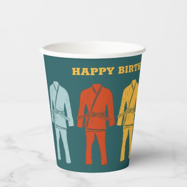 Brazilian Jiu Jitsu BJJ Themed Personalised Paper Cups (Front)