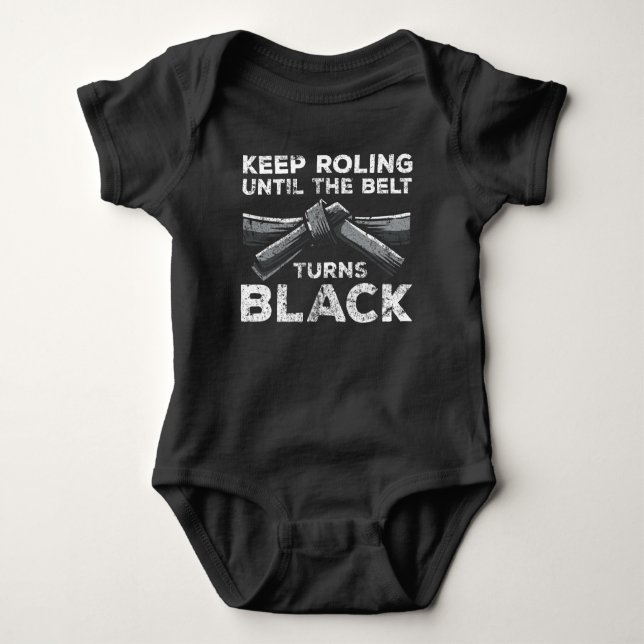 Brazilian Jiu Jitsu Black Belt Rolling Fighter Baby Bodysuit (Front)