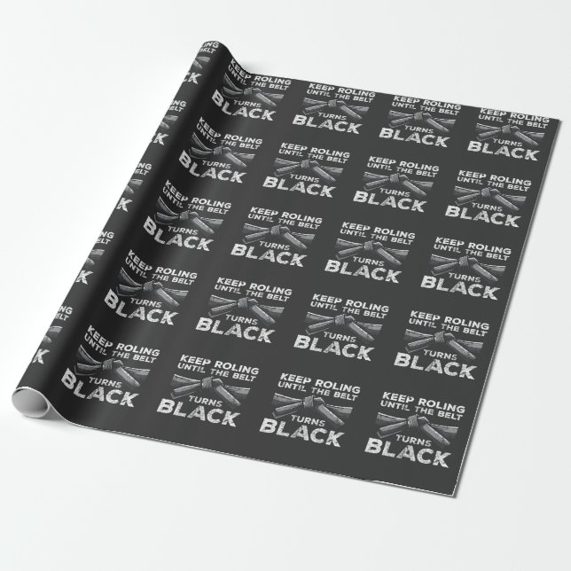 Brazilian Jiu Jitsu Black Belt Rolling Fighter Wrapping Paper (Unrolled)