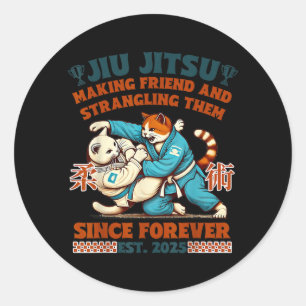 Brazilian Jiu Jitsu Cat Doings Jiu Jitsu Making Classic Round Sticker