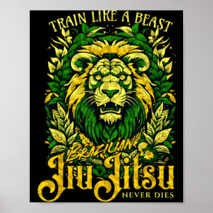 Brazilian Jiu Jitsu __ Cool MMA Fighter Lion le Poster