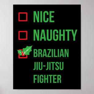 Brazilian Jiu-jitsu Fighter Funny Pajama Christmas Poster