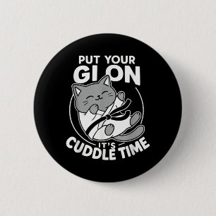 Brazilian Jiu Jitsu Fighting Cat Put Gi On Cuddle 6 Cm Round Badge