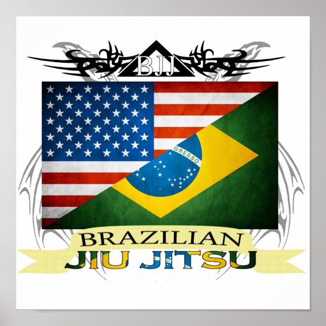 Brazilian Jiu JItsu Flag Fusion poster (Front)
