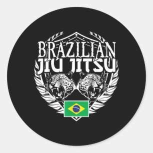 Brazilian Jiu Jitsu Jaguar Heads BJJ Brazilian Classic Round Sticker