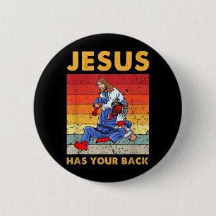 Brazilian Jiu Jitsu Jesus Has Your Back BJJ MMA 6 Cm Round Badge