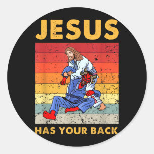 Brazilian Jiu Jitsu Jesus Has Your Back BJJ MMA Classic Round Sticker