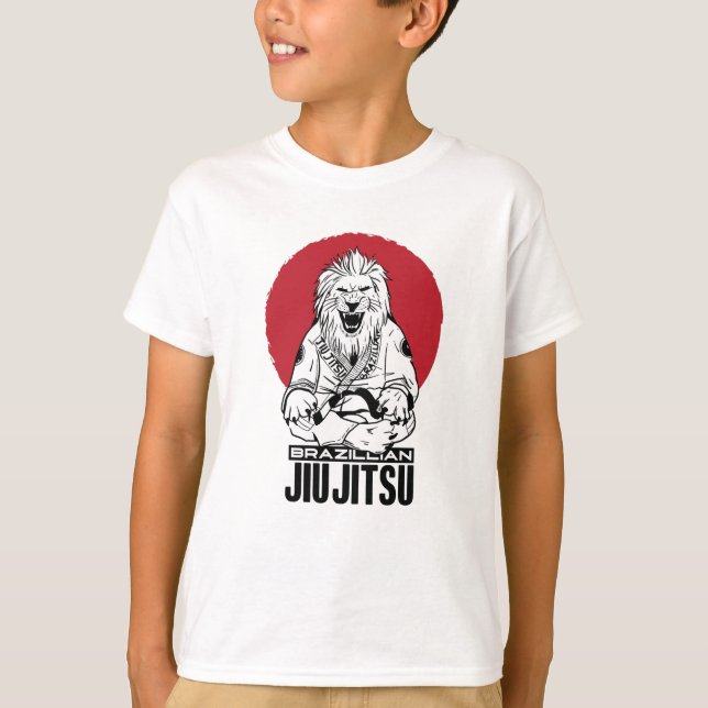 Brazilian Jiu Jitsu Lion Red Sunset T-Shirt (Front)