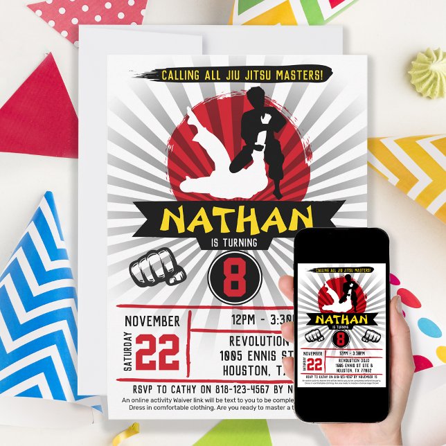 Brazilian Jiu Jitsu Martial Arts Kids Invitation (Creator Uploaded)