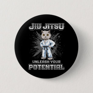 Brazilian Jiu Jitsu MMA and Grappling BJJ Cute Cat 6 Cm Round Badge