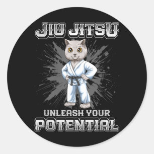 Brazilian Jiu Jitsu MMA and Grappling BJJ Cute Cat Classic Round Sticker