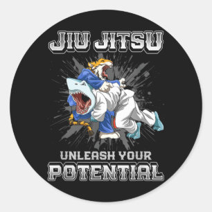 Brazilian Jiu Jitsu MMA and Grappling BJJ Shark Classic Round Sticker