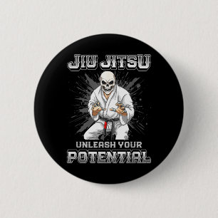 Brazilian Jiu Jitsu MMA and Grappling BJJ Skeleton 6 Cm Round Badge