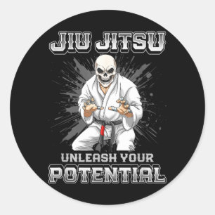 Brazilian Jiu Jitsu MMA and Grappling BJJ Skeleton Classic Round Sticker
