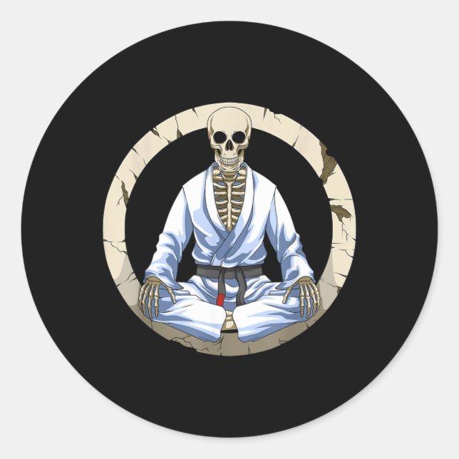 Brazilian Jiu Jitsu Skeleton Classic Round Sticker (Front)