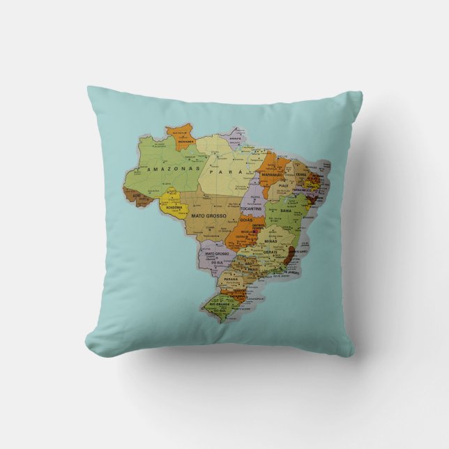Brazilian Map Throw Pillow (Front)