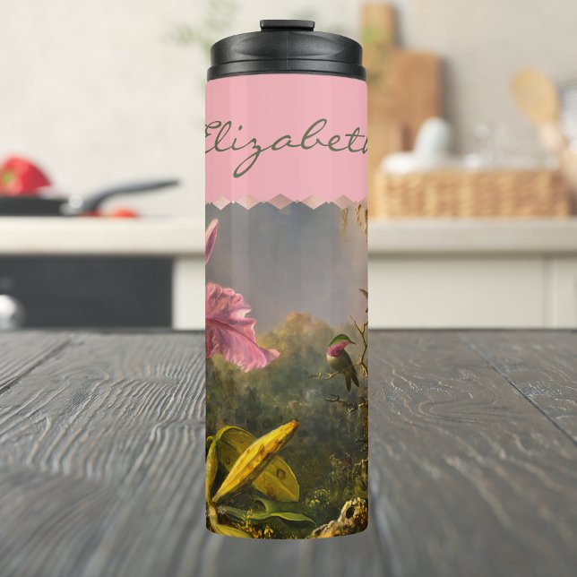 Brazilian Orchid and Three Hummingbirds Monogram Thermal Tumbler (Creator Uploaded)