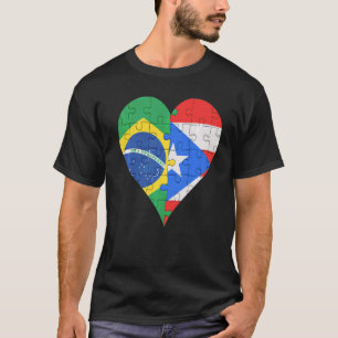 Brazilian Puerto Rican Flag Heart T-Shirt