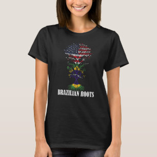 Brazilian Roots Brazil DNA American Flag USA Proud T-Shirt