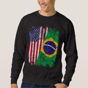BRAZILIAN ROOTS Half American Flag BRAZIL Sweatshirt