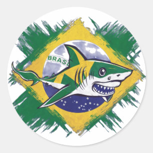 Brazilian shark classic round sticker