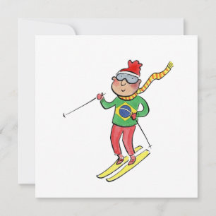 Brazilian Skier Holiday Card