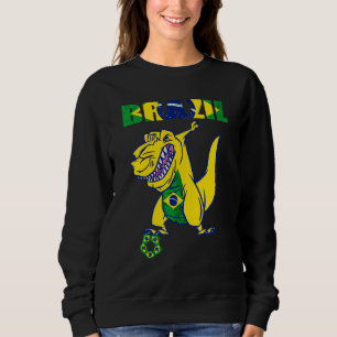 Brazilian Soccer Player Rex Dino Brazilian Flag Br Sweatshirt