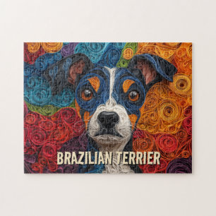 Brazilian Terrier Paper Quilling Art Dog Portrait Jigsaw Puzzle