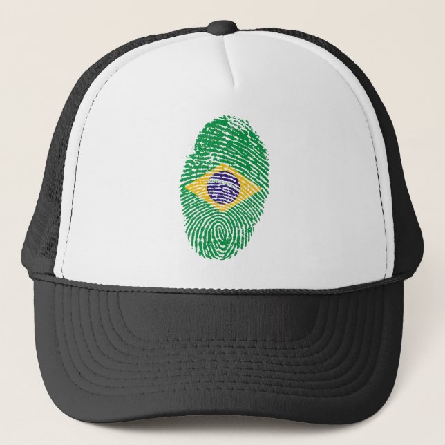Brazilian touch fingerprint flag trucker hat (Front)