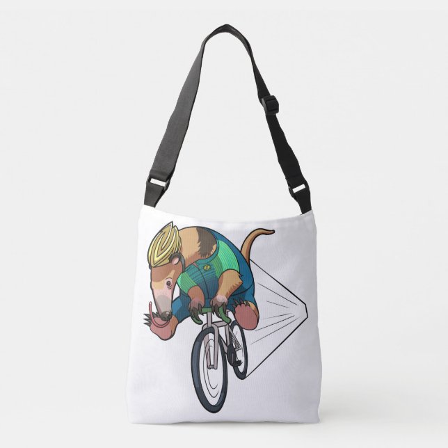 Brazilian Tree Anteater Riding A Bicycle Cartoon Crossbody Bag (Front)