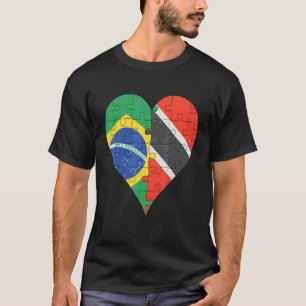 Brazilian Trinidadian And Tobagoan Flag Heart T-Shirt