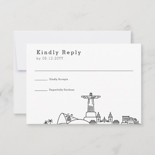 Brazilian Wedding | Stylised Skyline RSVP (Front)