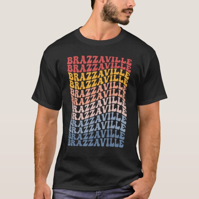 Brazzaville City Groovy Retro T-Shirt (Front)