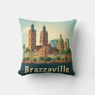 Brazzaville Cityscape With Historic Cathedral Cushion