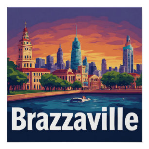 Brazzaville Cityscape With Historic Cathedral Poster