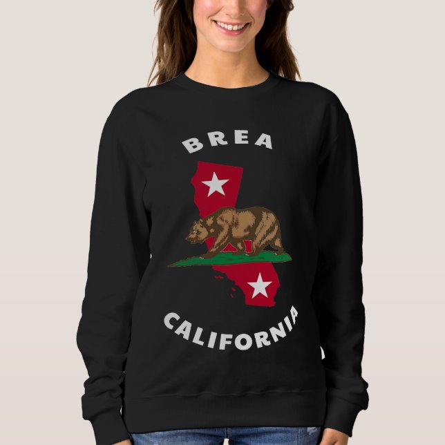 Brea California CA Flag and Bear Badge Souvenir Sweatshirt (Front)