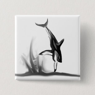 Breaching Great White Shark Hunting a Seal 15 Cm Square Badge