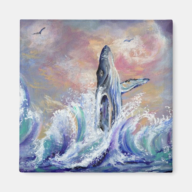 Breaching Hawaiian Humpback Whale Magnet (Front)