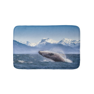 Breaching Humpback Whale In Alaska Bath Mat