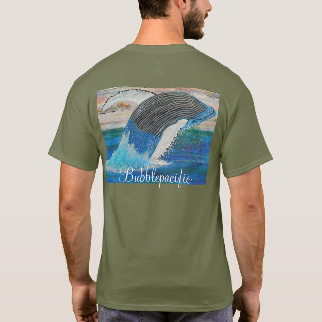 Breaching Wale sunset painting  T-Shirt (Back)