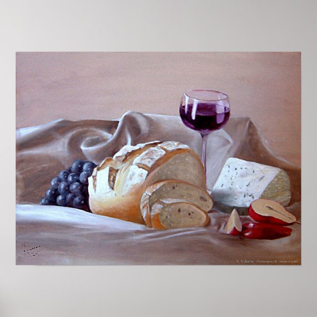 Bread and Cheese with Merlot Poster (Front)